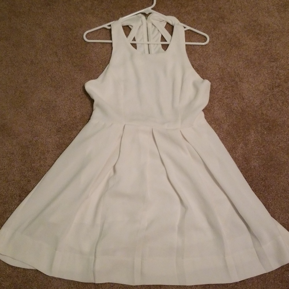 White Open Back Skater Dress